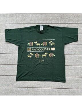 Vintage Fruit of the Loom VancouverCanadaGraphic Tee Mens XL Green